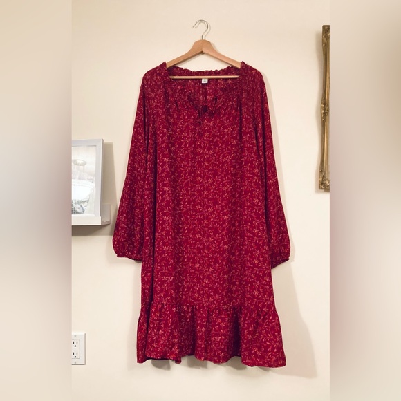 Old Navy Dresses & Skirts - NWTS Old Navy Red Floral Dress Comfy Cottagecore Dress Women’s Size XL Tall
